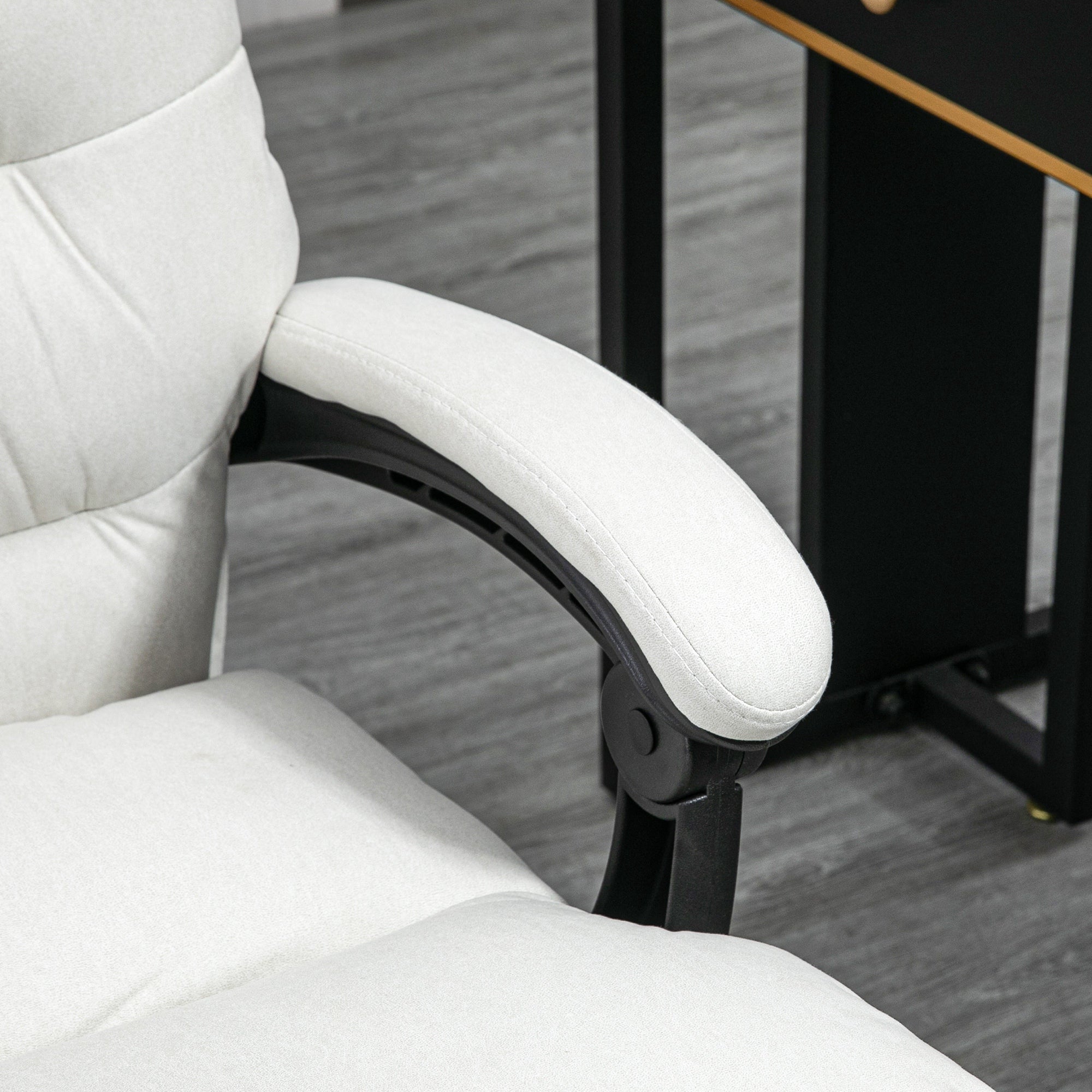 Vinsetto Office Chair, Massage, 135° Tilt, Height Adjustable, 120 kg Load, Artificial Leather, Cream White
