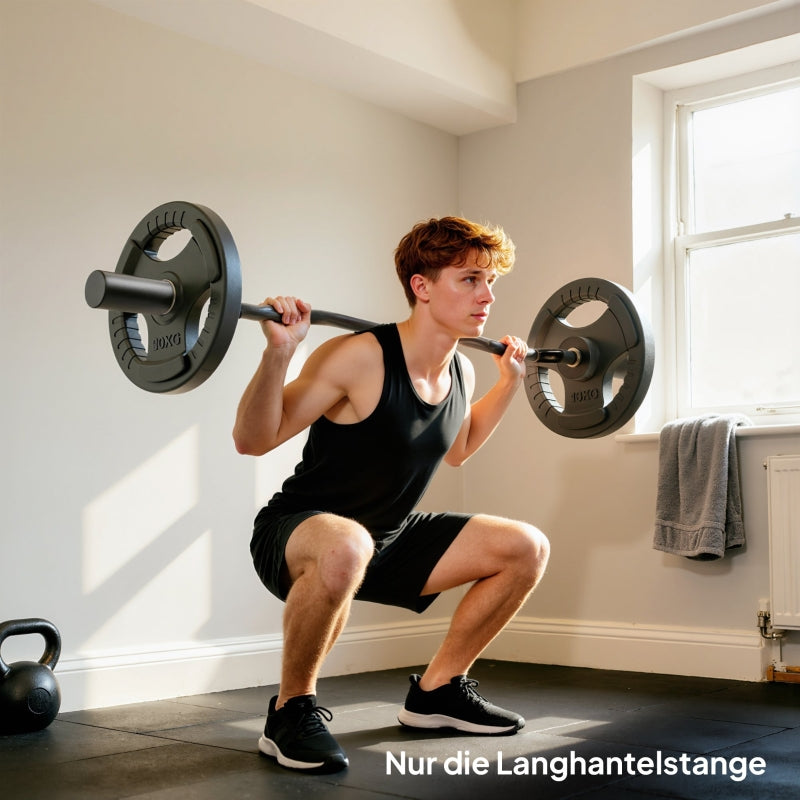 Olympic Barbell with 5 cm Sleeves and 100 kg Load Capacity, Black Steel