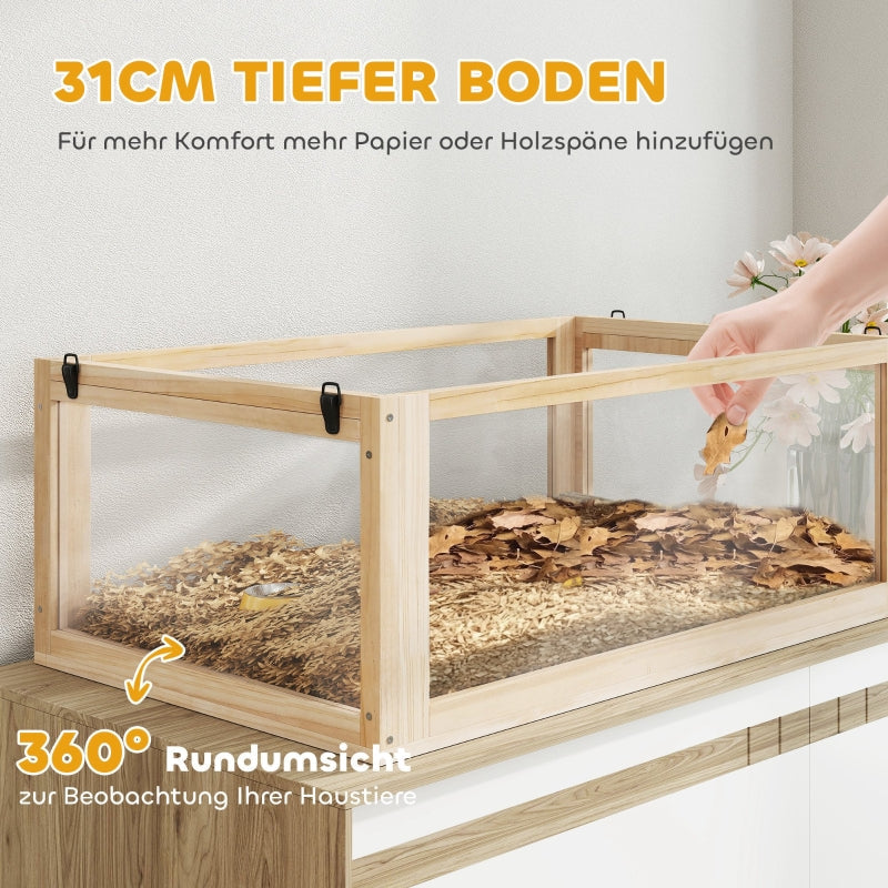 Hamster Cage, 3-Level Nagarium with Running Wheel, Wood