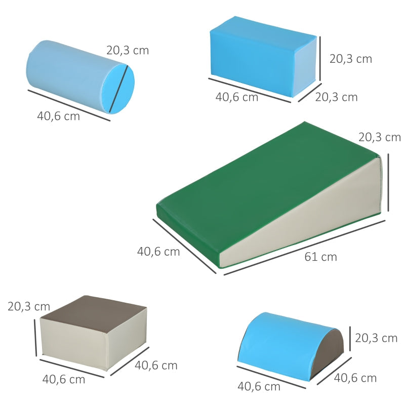 Building Blocks, 5 Piece Foam Soft & Safe for 1-3 Years, Artificial Leather & EPE