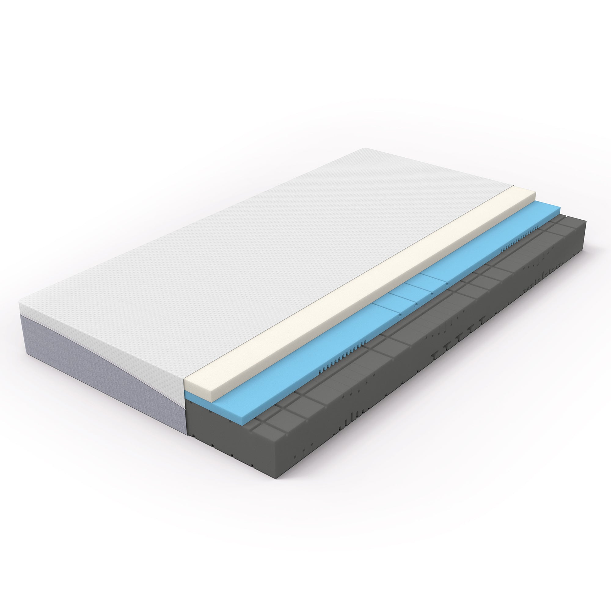 Foam Mattress 120x200 cm Medium Firmness 20cm Oeko-TEX Removable Cover, Grey/White