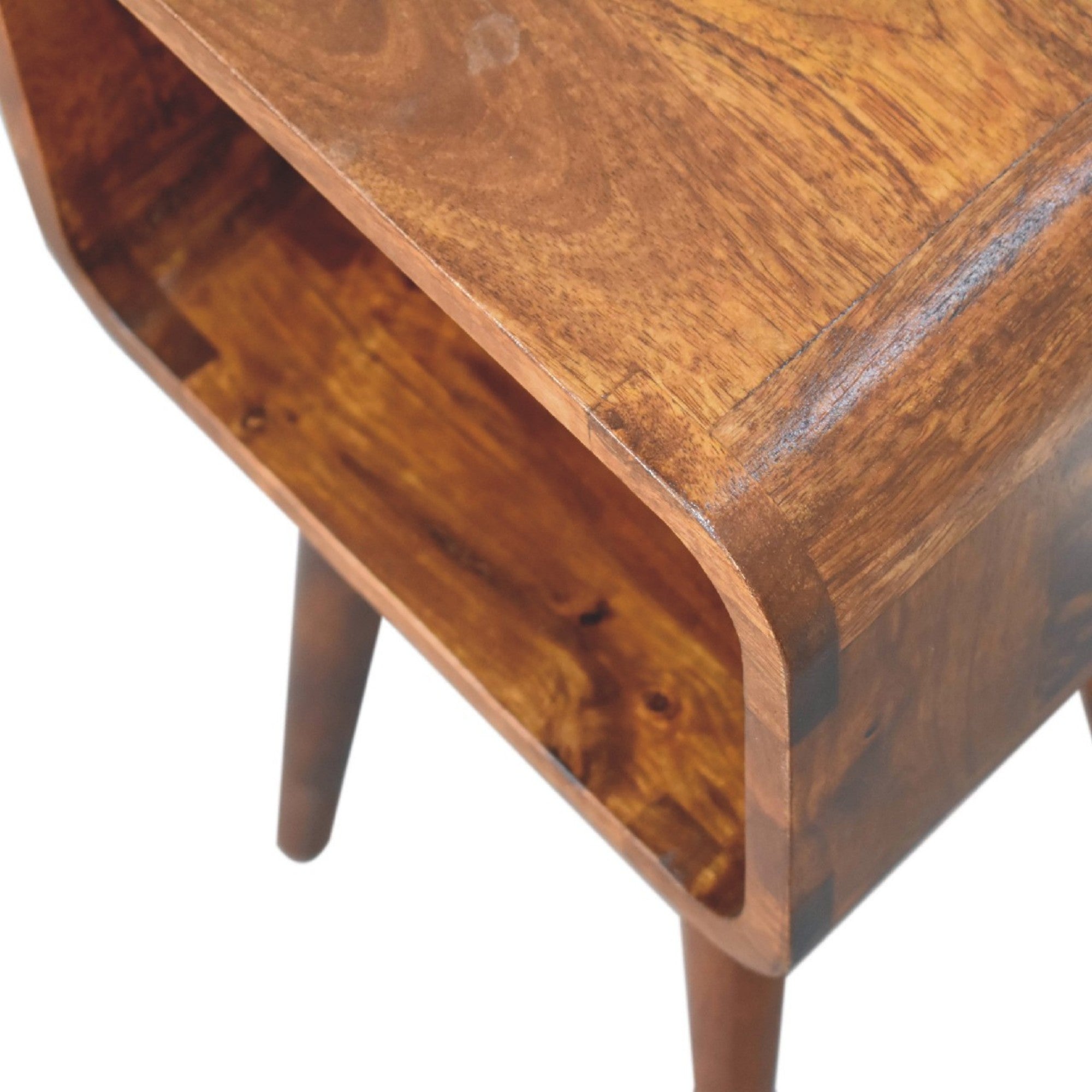 Solid Wood Mini Curved Chestnut Open Shelf Dark Brown