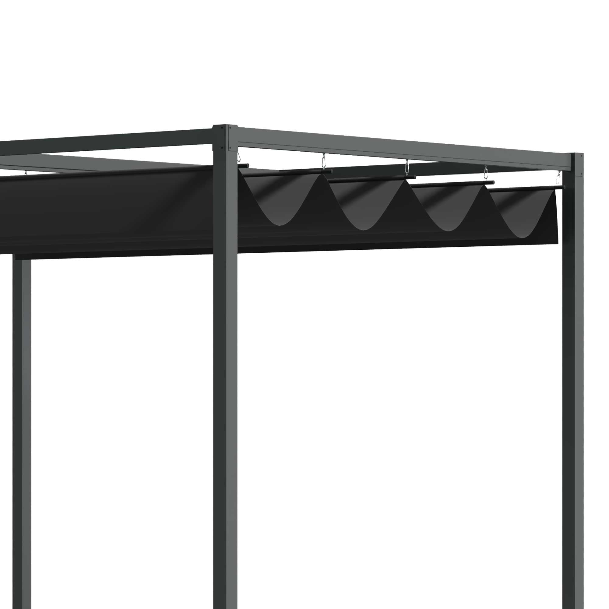 Pergola Pavilion Patio Cover with Sliding Roof 298x213x221cm Polyester Black Grey