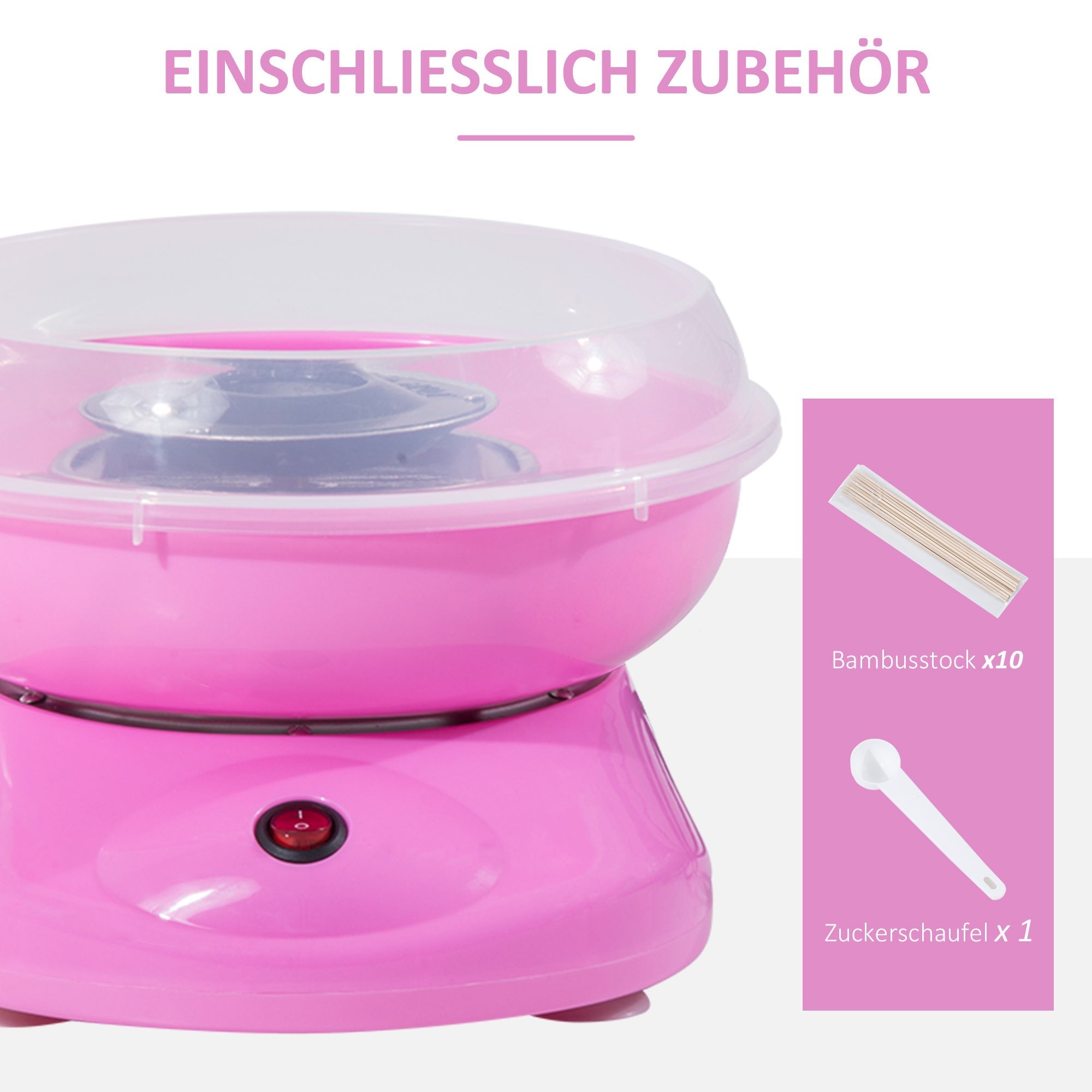 Cotton candy machine for parties & events, easy handling, quick results, pink