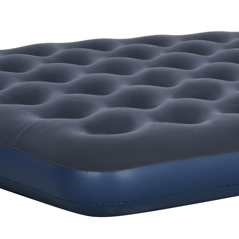 Folding Double Camping Bed Air Bed 203x152x22cm for camping & guests, dark blue