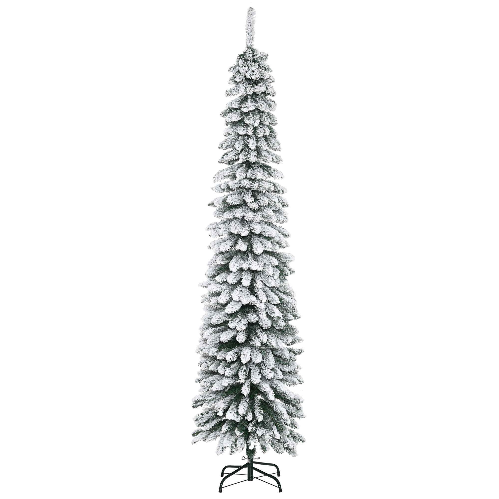 Artificial Christmas Tree, Slim Snow-Covered Fireproof, 210 cm, Green/White