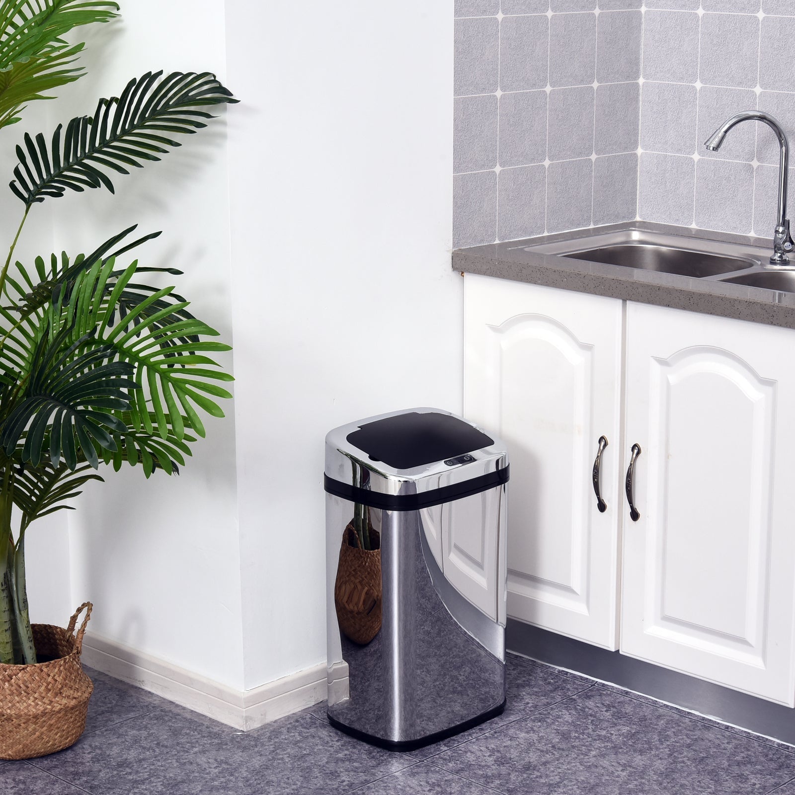 Automatic Sensor Waste Bin 30L IR Square Stainless Steel