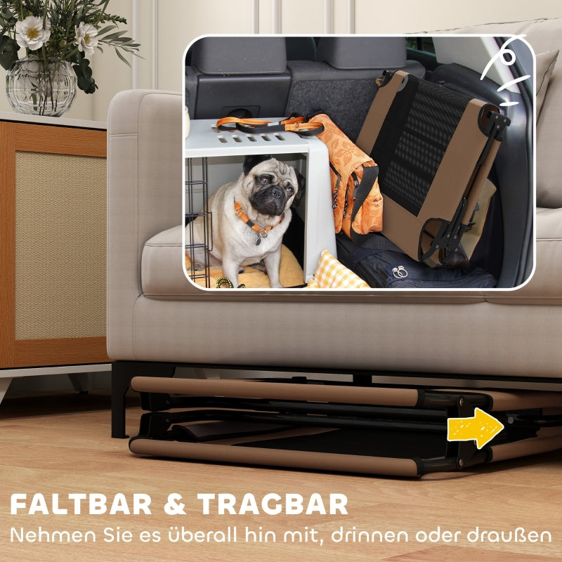 Portable Elevated Dog Bed, Breathable Mesh for Large Dogs, Coffee