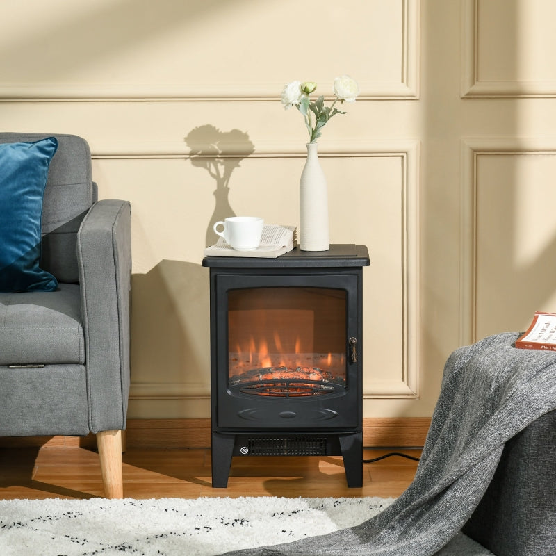 Electric Fireplace Stove, Free standing Heater, LED Flame Effect, 900W/1800W, Black
