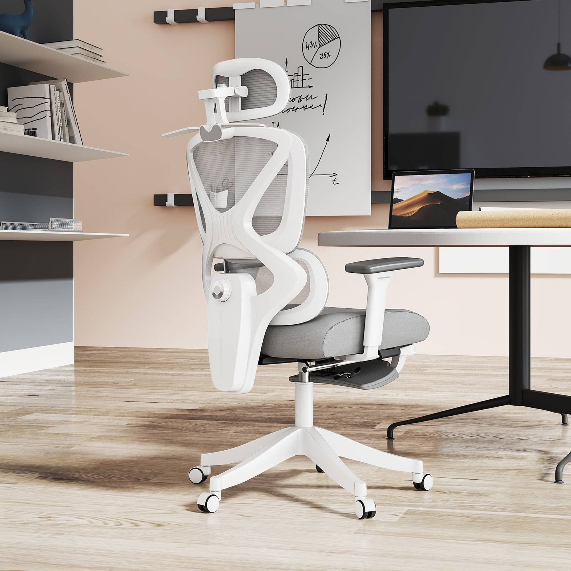 Office Chair Ergonomic Adjustable Grey