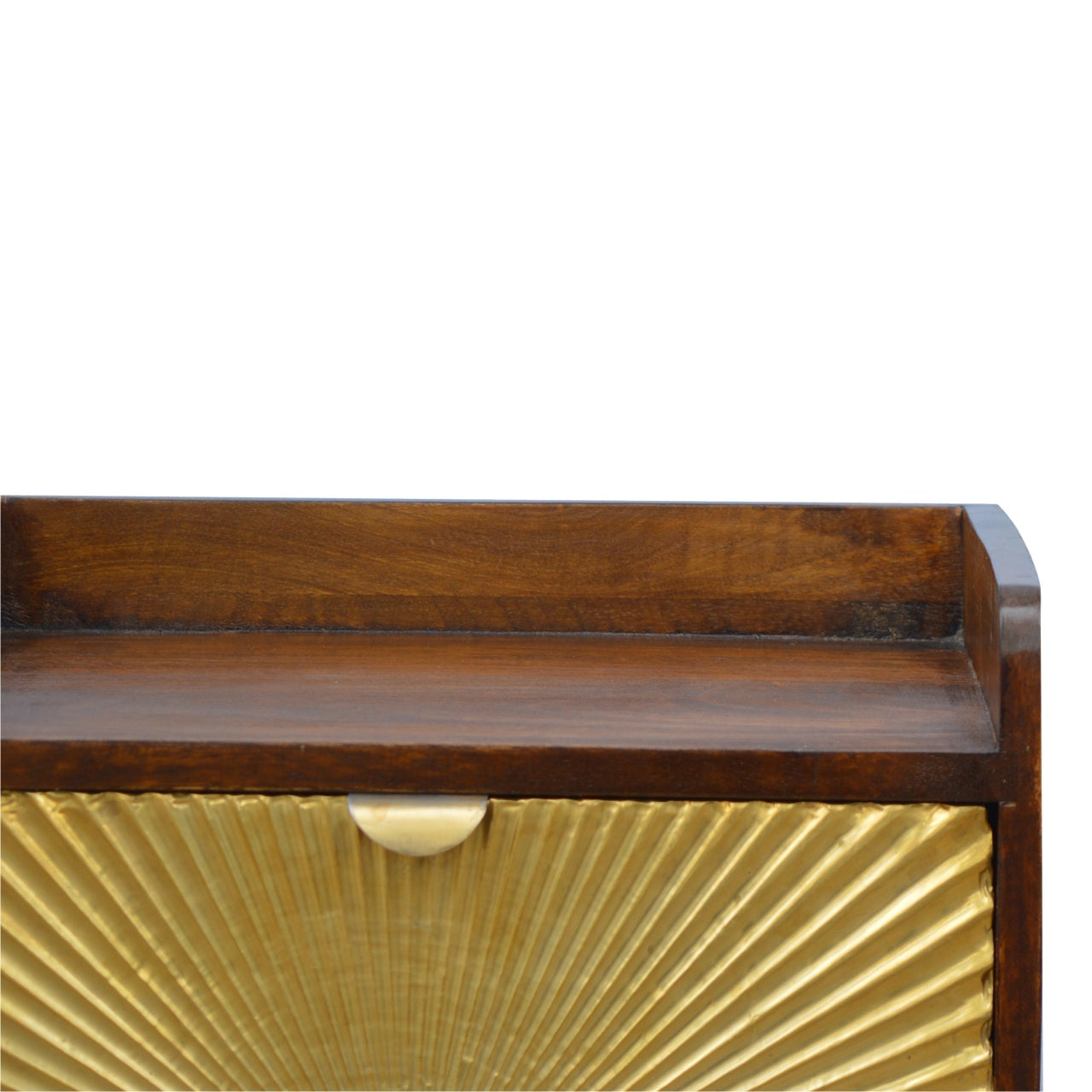 Solid Wood Manila Gold Bedside, One Drawer, 1 Shelf, Dark Brown & Golden