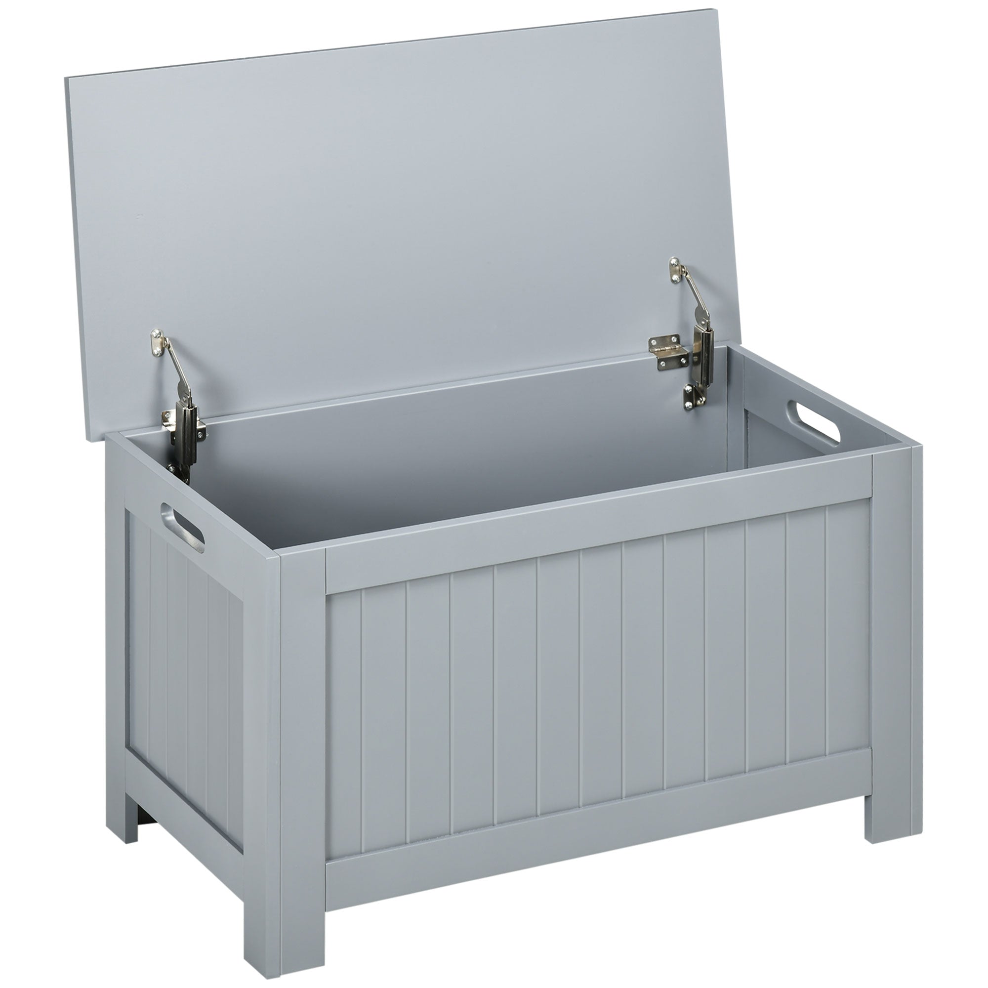 Storage Box Toy Chest Cabinet Organizer with Lid Safety Hinges, Grey