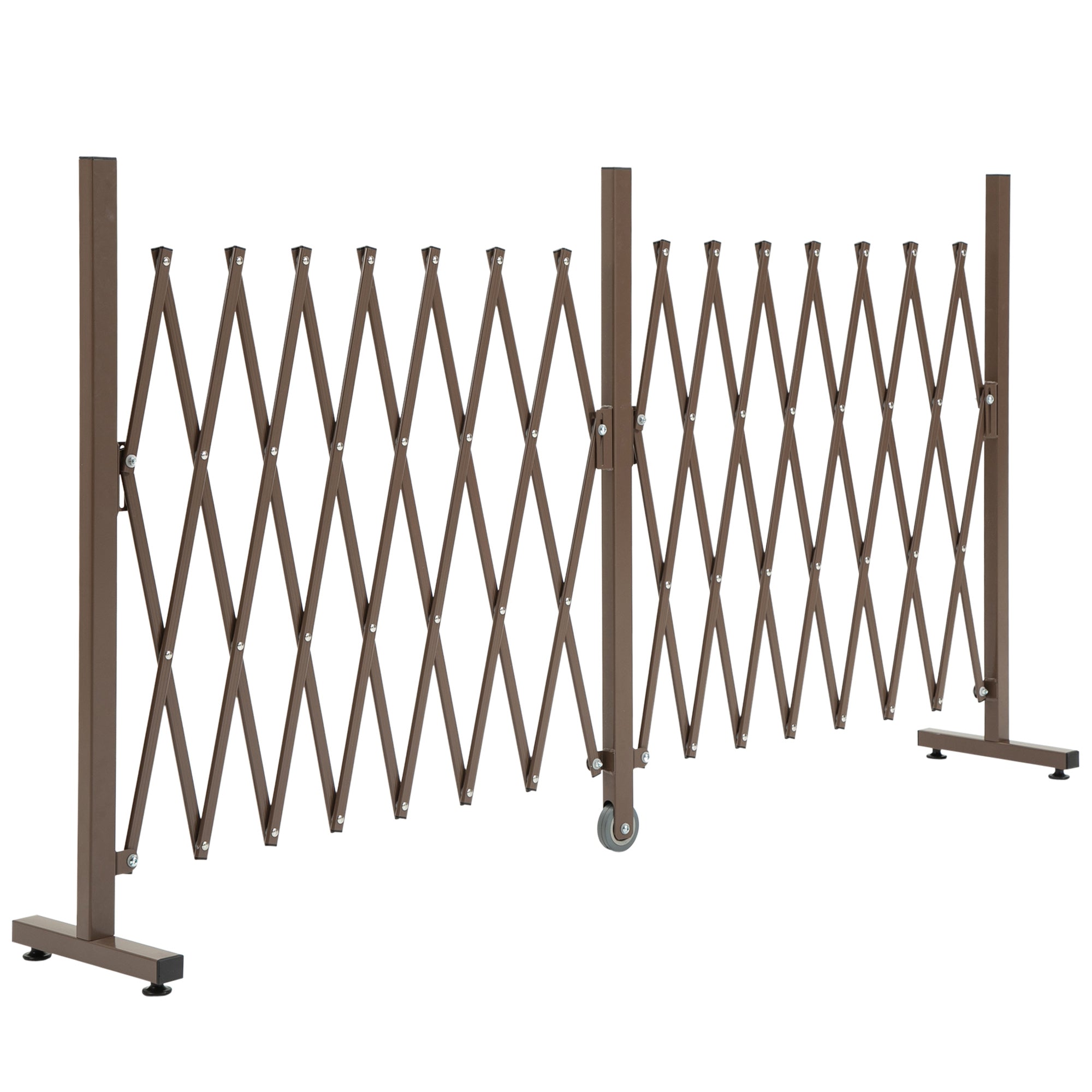 Expanding Trellis Fence Freestanding Movable Foldable Garden Screen Panel 405cm x 103.5cm, Dark Brown Aluminium