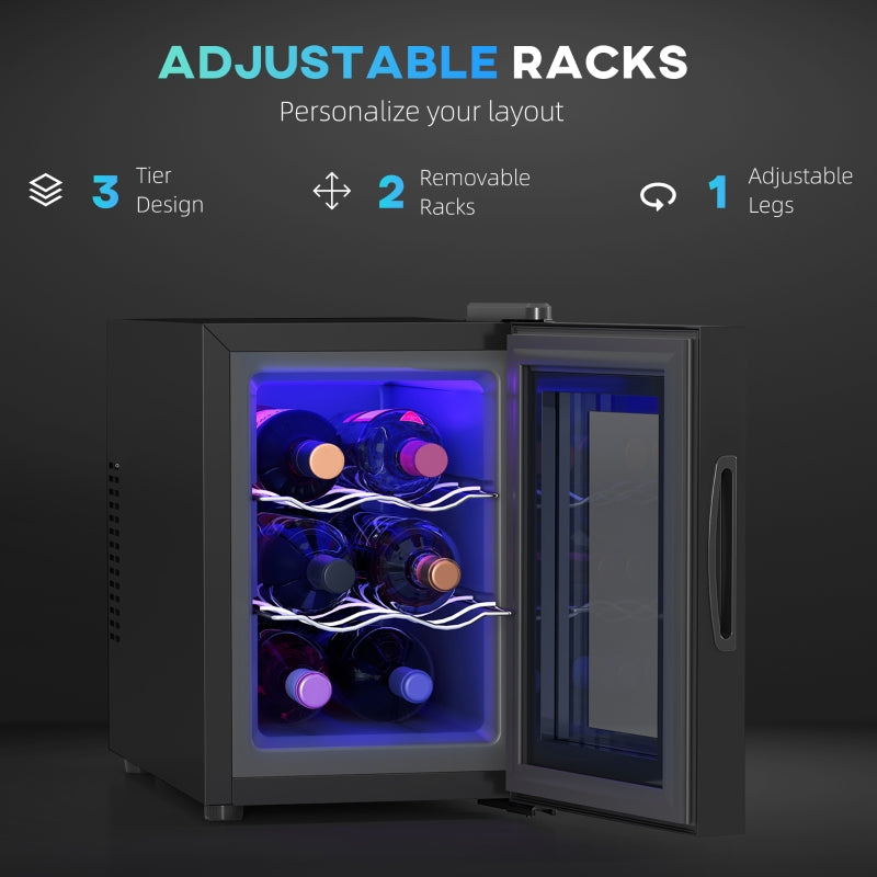 Six Bottle Countertop Wine Fridge with 8-18℃ Temperature - Black