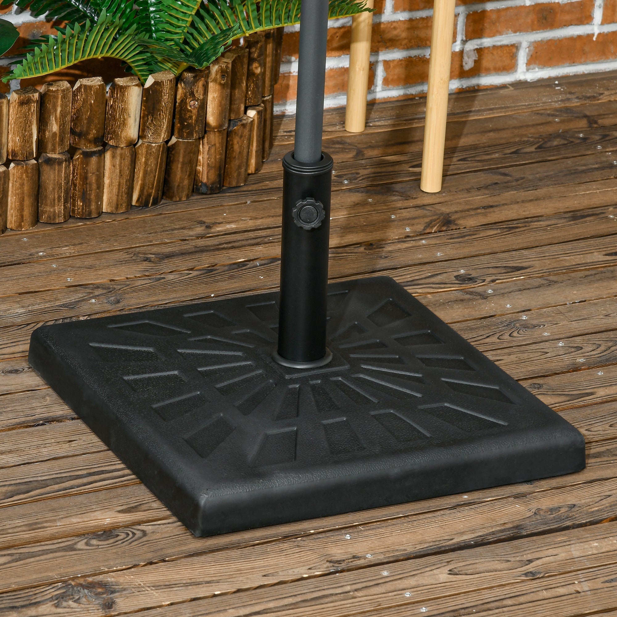Parasol Base 19kg Stable for 32/38/48mm Poles, Black Resin