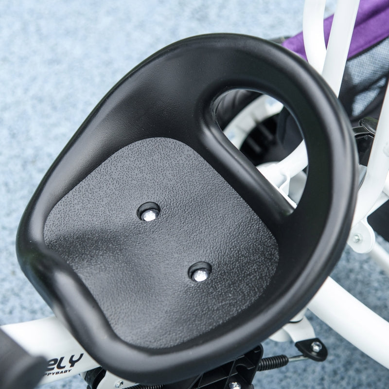 6-in-1 Tricycle with Push Bar, Sun Canopy, Safety Harness, Purple