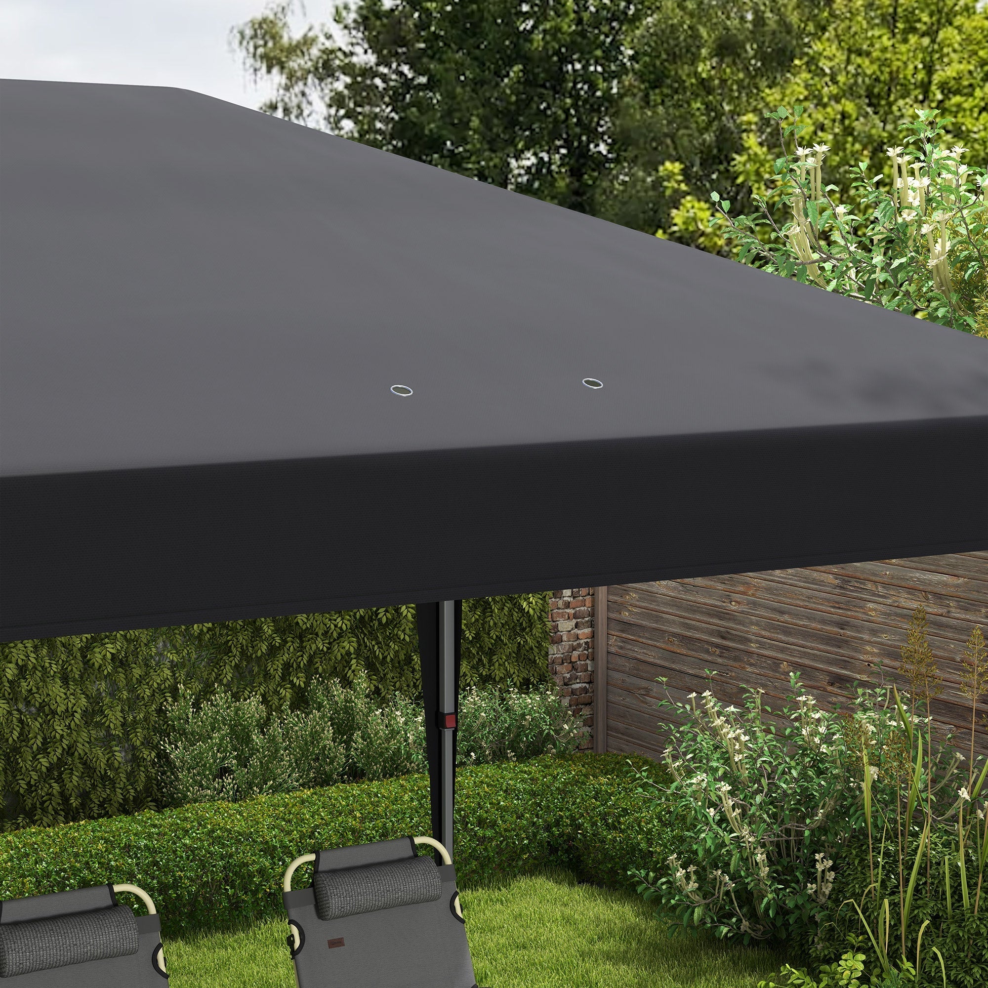 Pop Up Gazebo, 3 x 6m Foldable Canopy Tent Height Adjustable, Black
