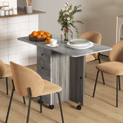 Multi-Storage Drop Leaf Dining Table, Six-Person Extendable, Mixed Grey