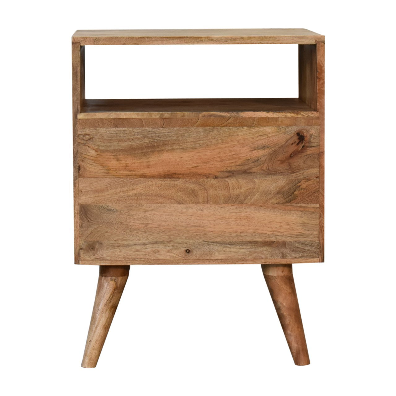 Classic Bedside: 2 Drawers, 1 Open Slot - Solid Wood Brown