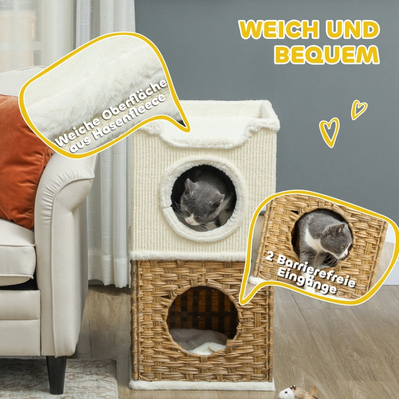 Cat Scratching Barrel, Three-Tier 75.5 cm High, Cream White