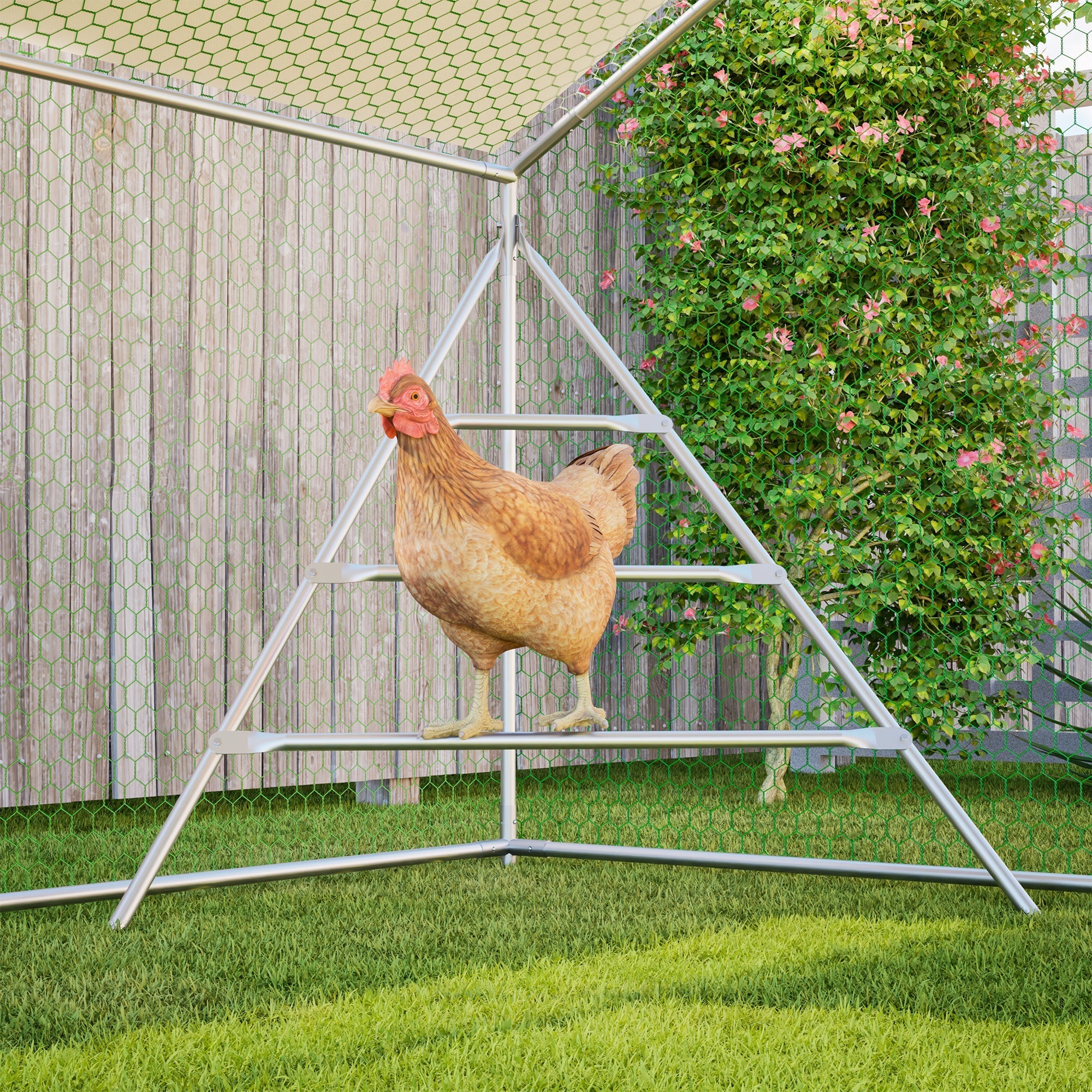 Aviary/Chicken Coop 3x4m Climbing Frame Roof Safety Lock - Metal