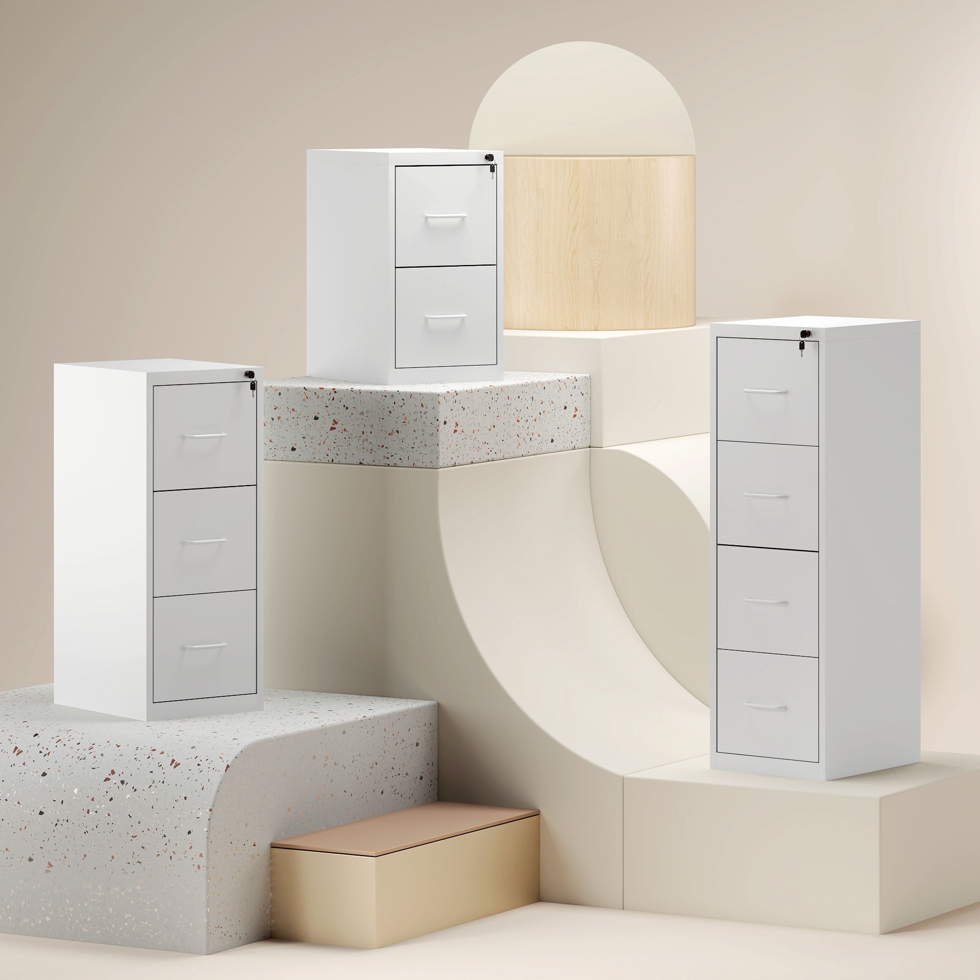 Four-Drawer Filing Cabinet Modern Steel White