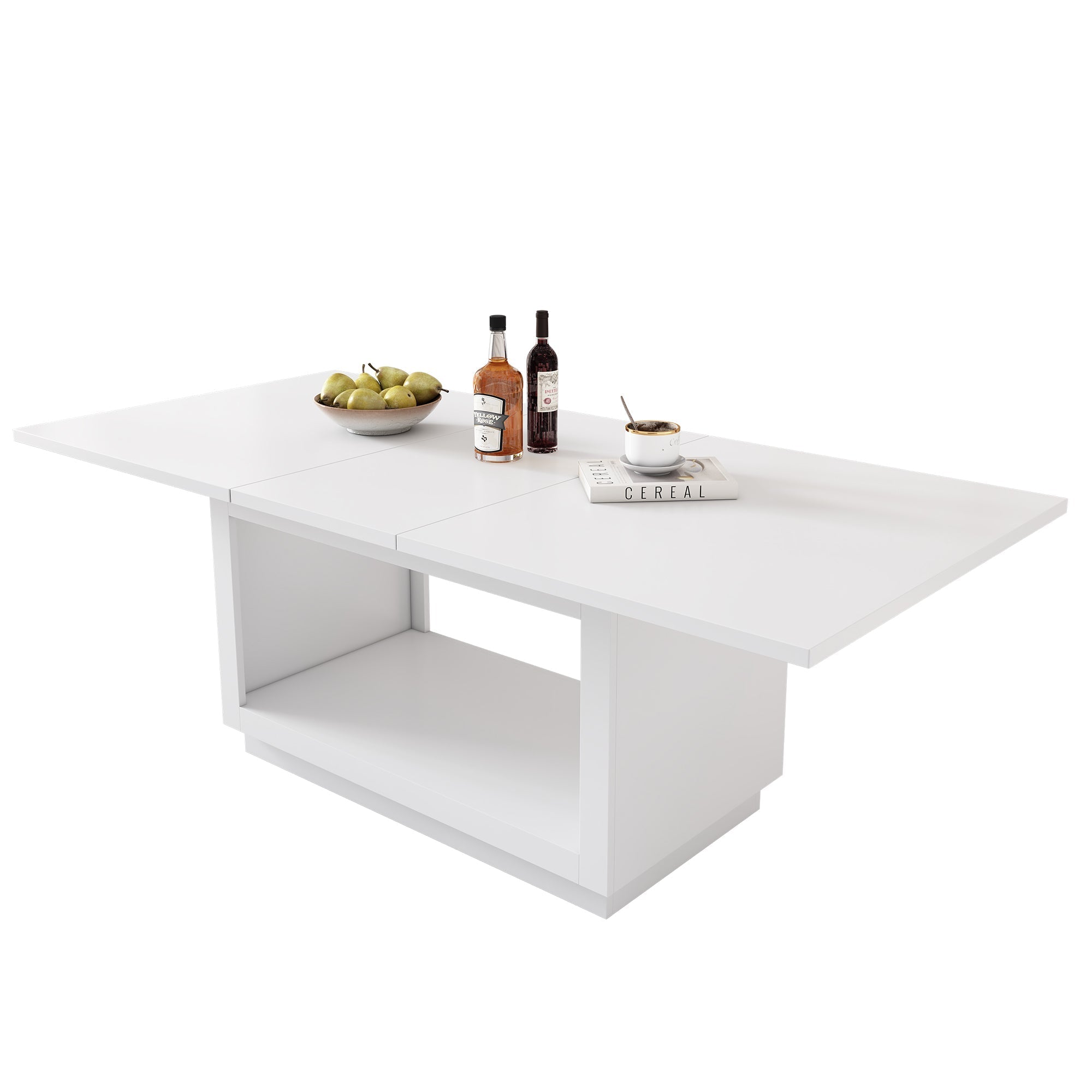 Extendable Dining Table, Modern Simple Square Design 140/180 cm, White