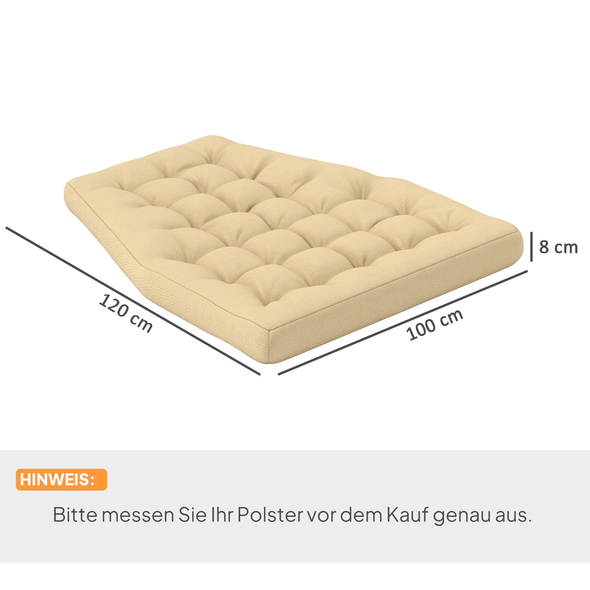 Seat Cushion 120x100 cm with Backrest Water-Repellent Beige