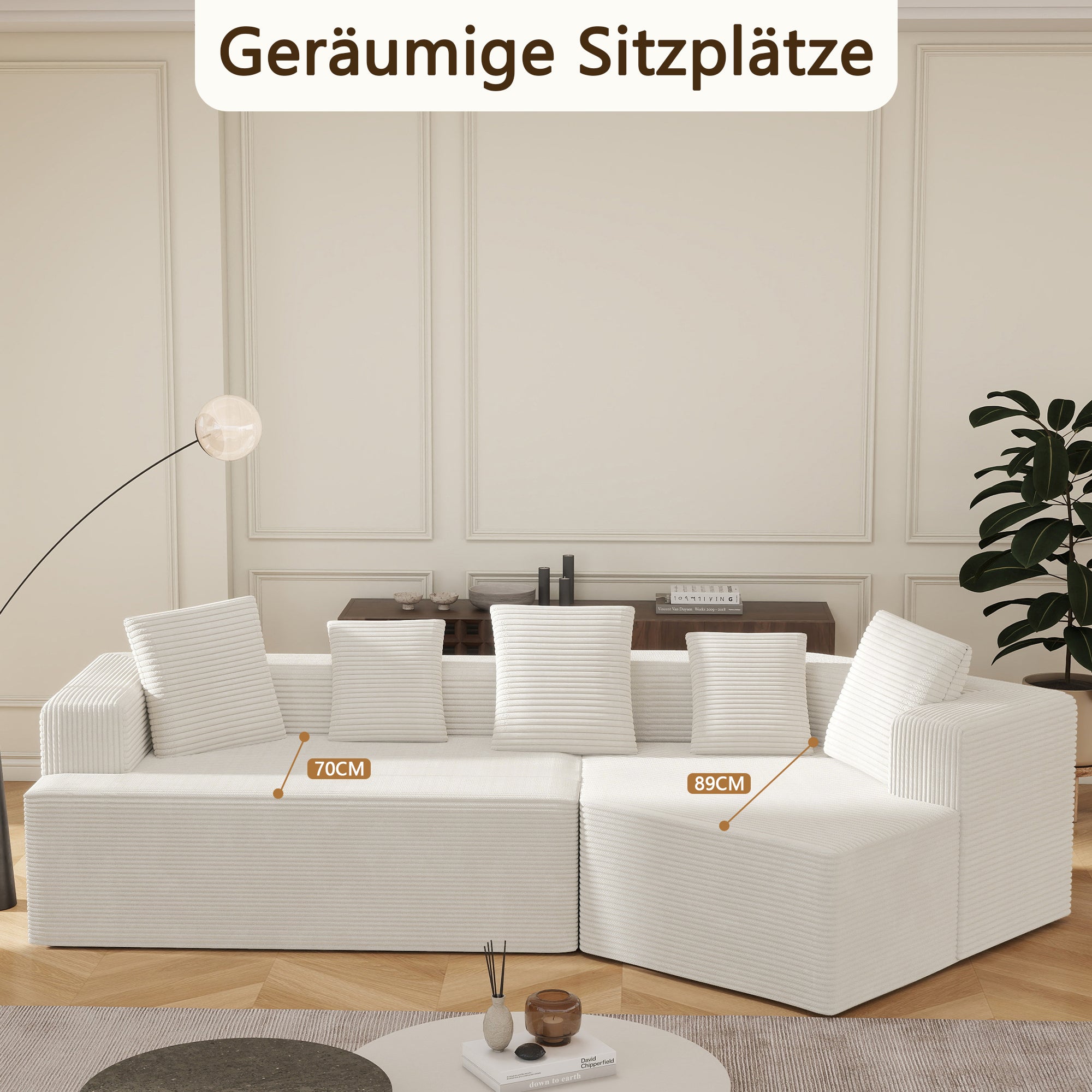 Modular Sofa 312cm Boneless Cloud Design - Comfort Fabric