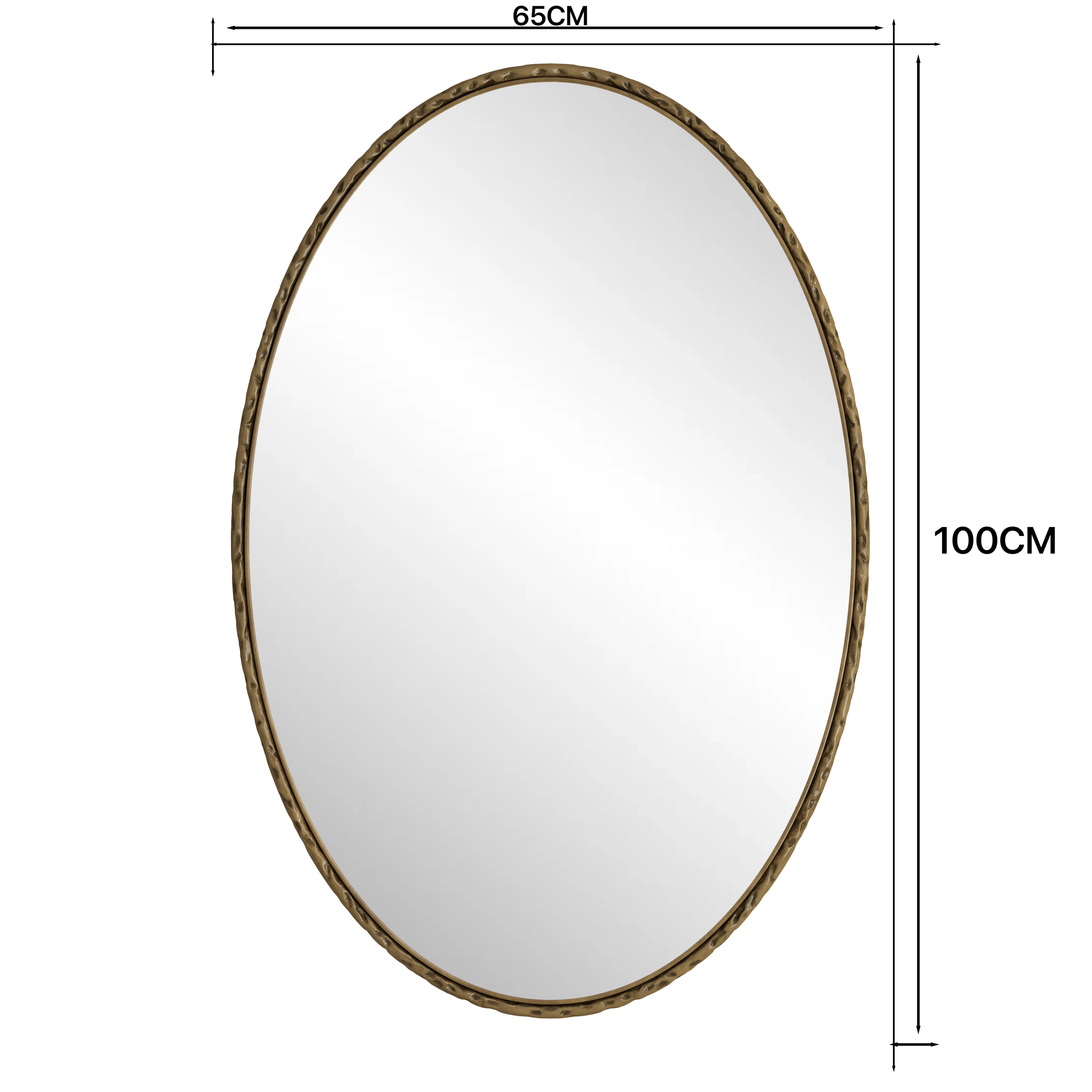 Iron Art Oval Retro Mirror, Wall Hanging, Gold