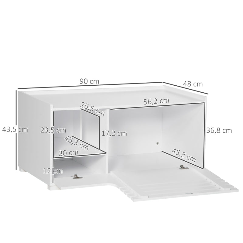 Katzenkabinett, 2-in-1 Design, Magnettür, Weiß