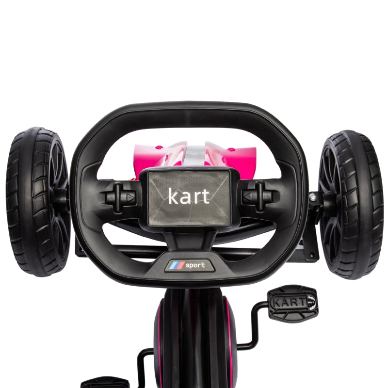 Go-Kart Children's Pedal Car with Adjustable Seat and Handbrake, Pink