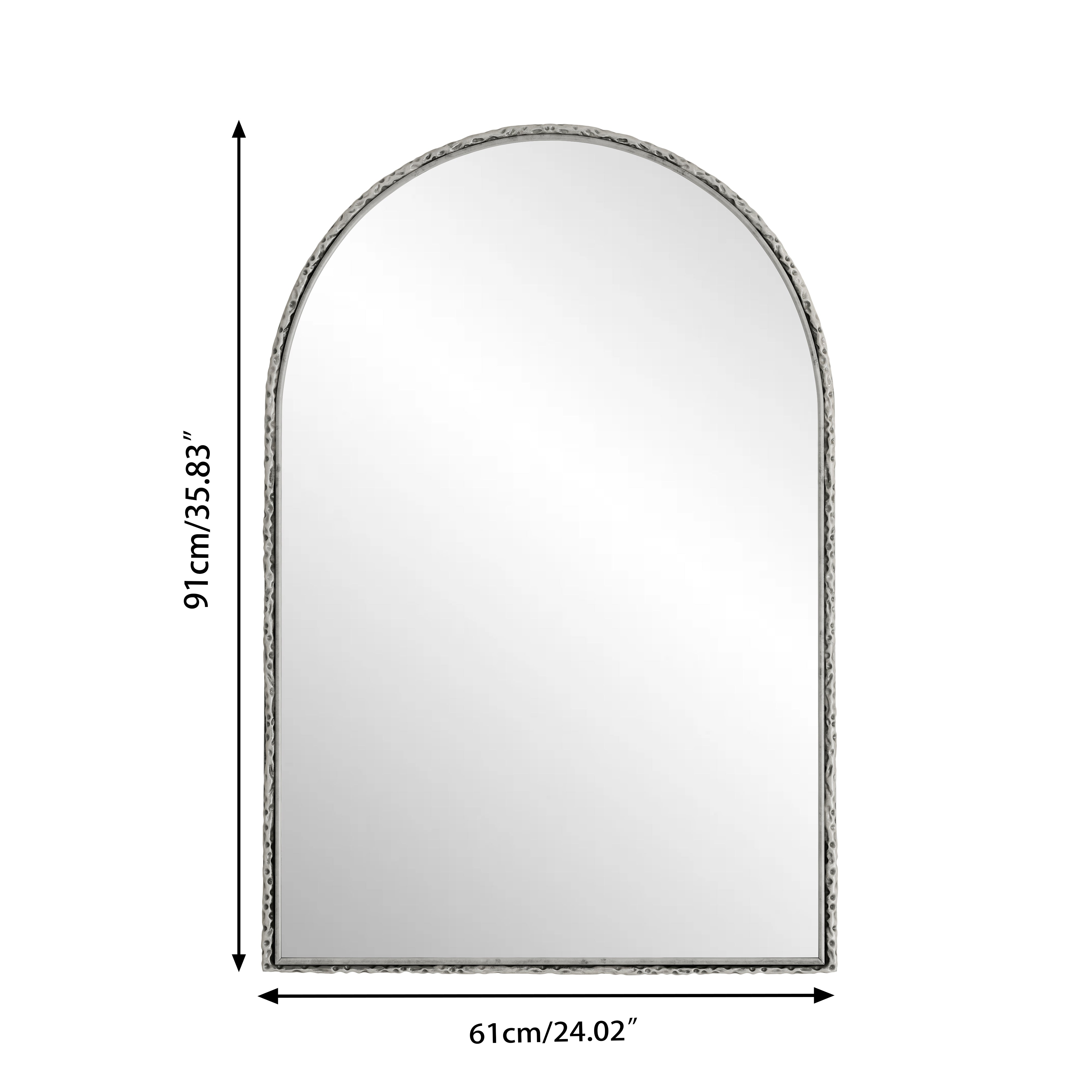 Arched Mirror, Wall/Vanity Decor for Bathroom/Living Room, Silver
