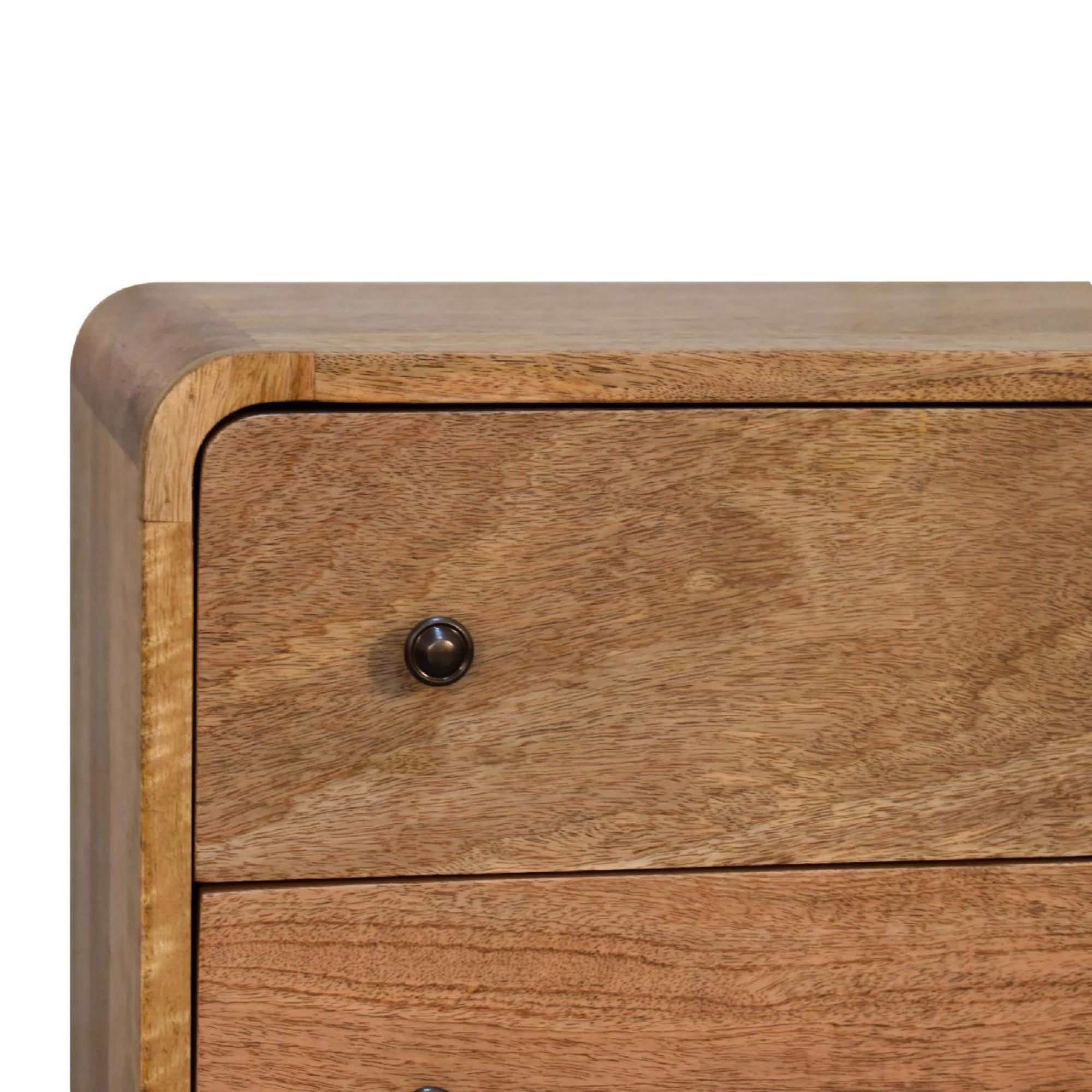 Solid Wood Mini Curved Chest, 3 Drawers, Oak-ish