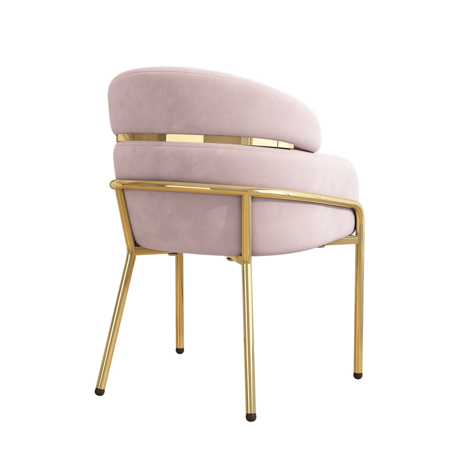 Dining Chair Light Luxury Leisure Metal Legs Velvet Pink