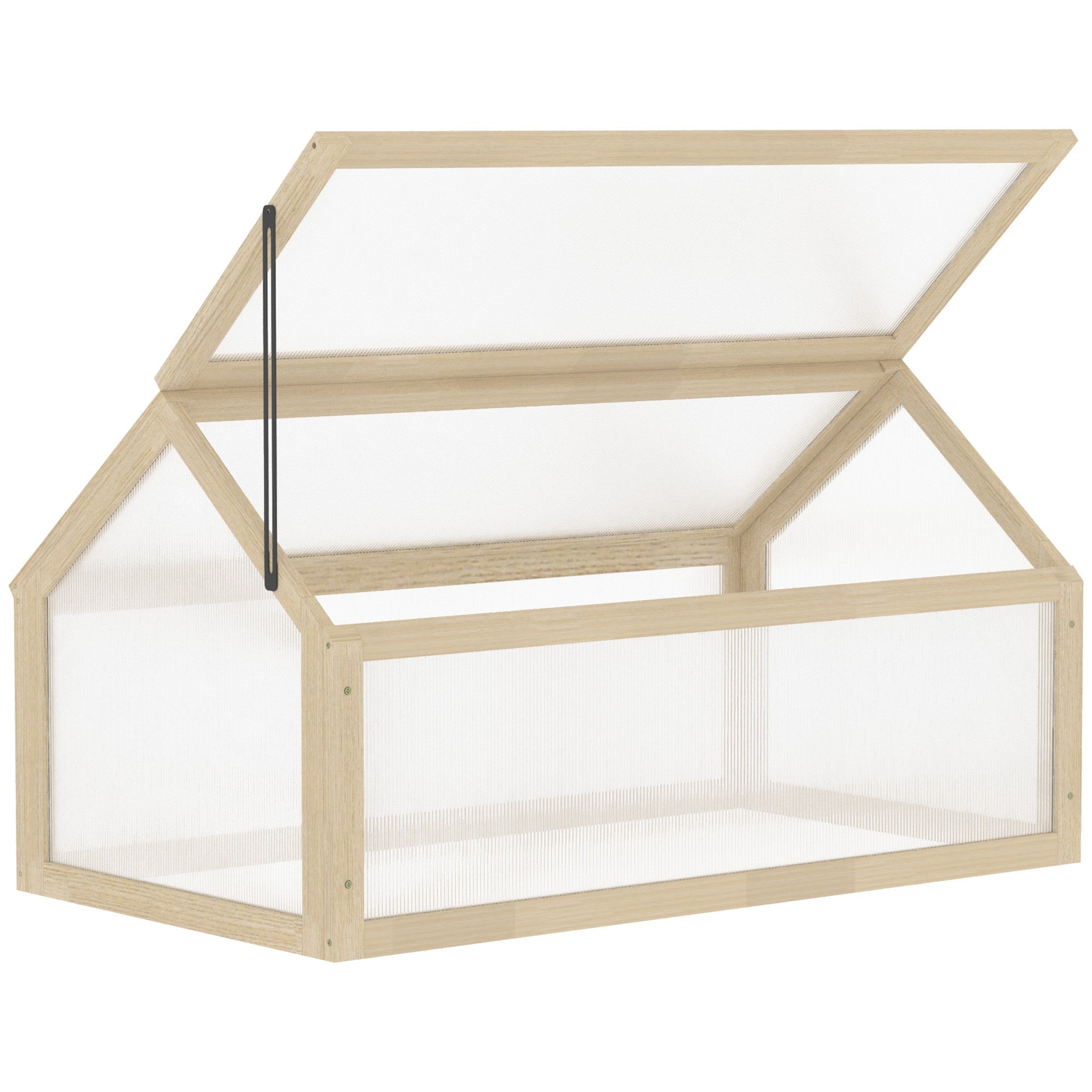 Wooden Cold Frame Mini Greenhouse 90x52x49.5cm Winterproof Raised Bed, Natural Wood