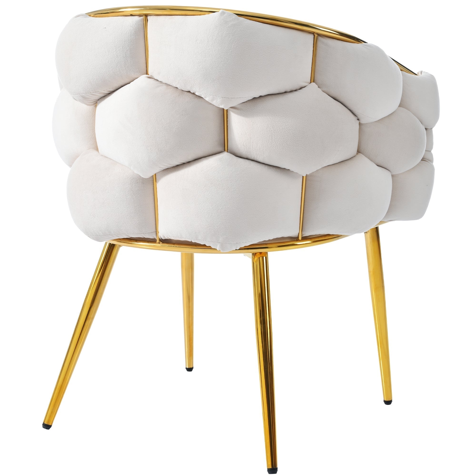Luxurious Velvet Chairs Set of 2 Modern Ergonomic Gold-Plated Iron Legs Beige