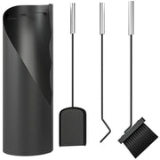 4 Pieces Fireplace Tools Set, Companion Set with Broom Shovel Poker and Bucket, Metal Silver