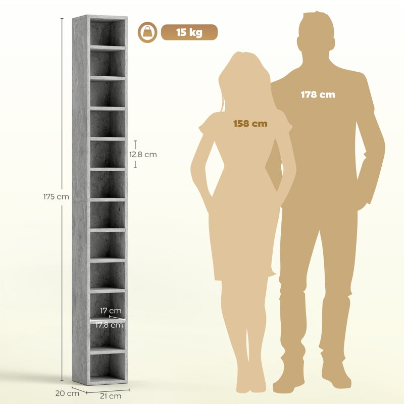 Media Storage Tower 204 CD Tall Narrow Cement Grey