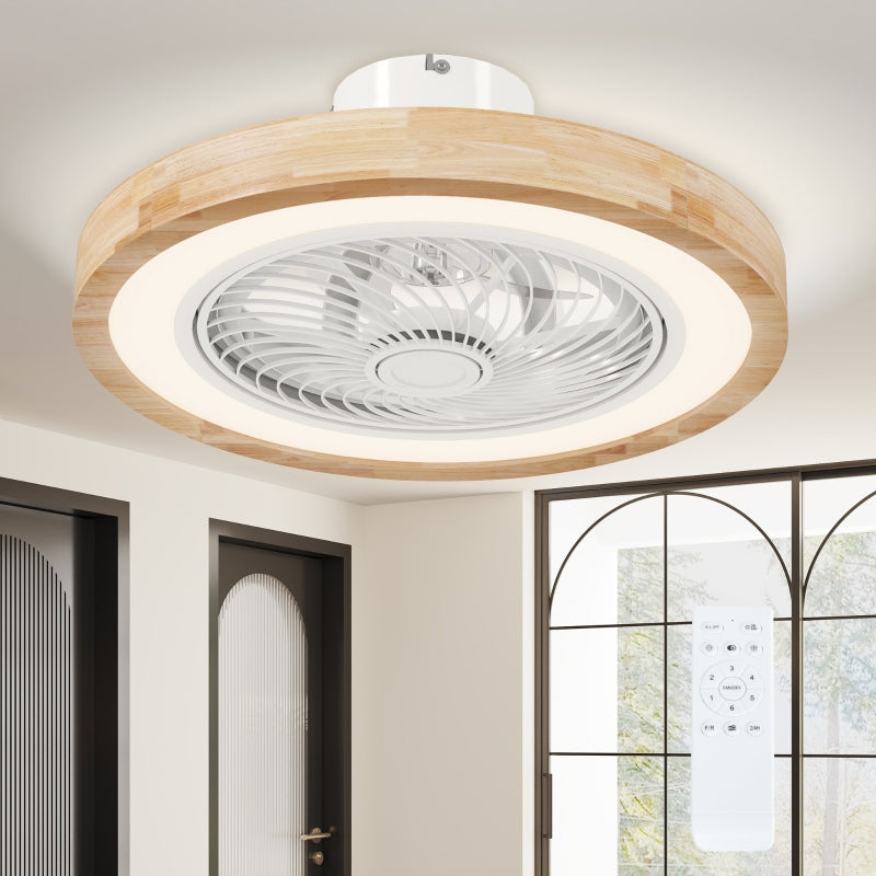Ceiling Fan with Light, LED Dimmable RGB, 6 Speeds, Timer, Reversible, Natural 50 cm