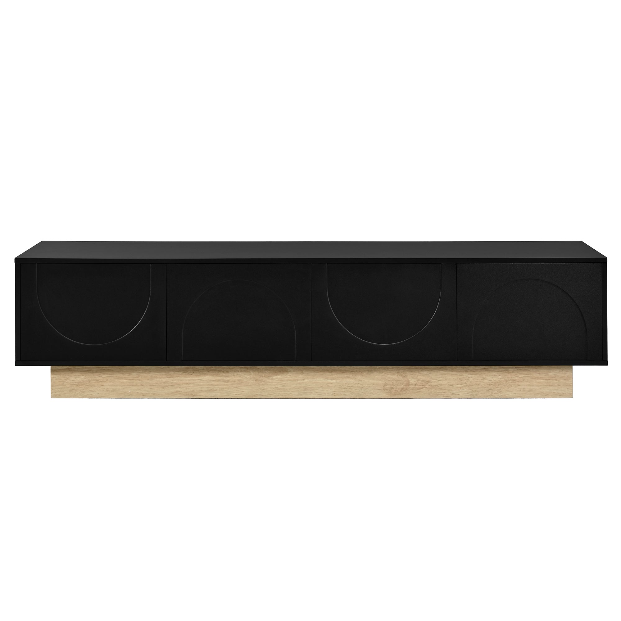 TV Stand with Storage and Cable Management, 175cm, Black Wood Grain
