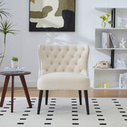 Single Sofa Chair, Velvet Button-Front Armless Studded Trim Solid Wood Legs, Velvet