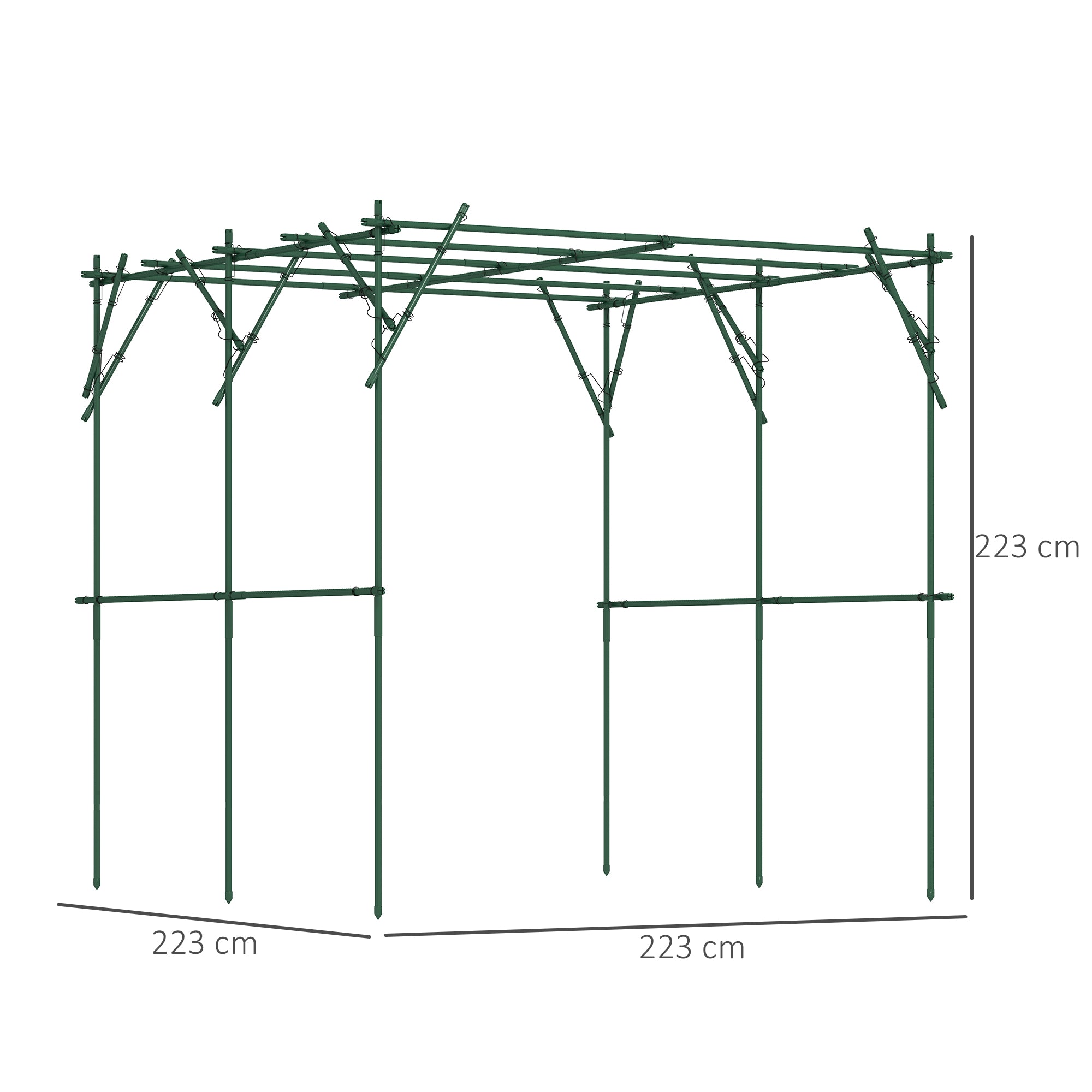Stainless Steel Trellis Climbing Aid Triangular Support 223x223x223 cm, Green