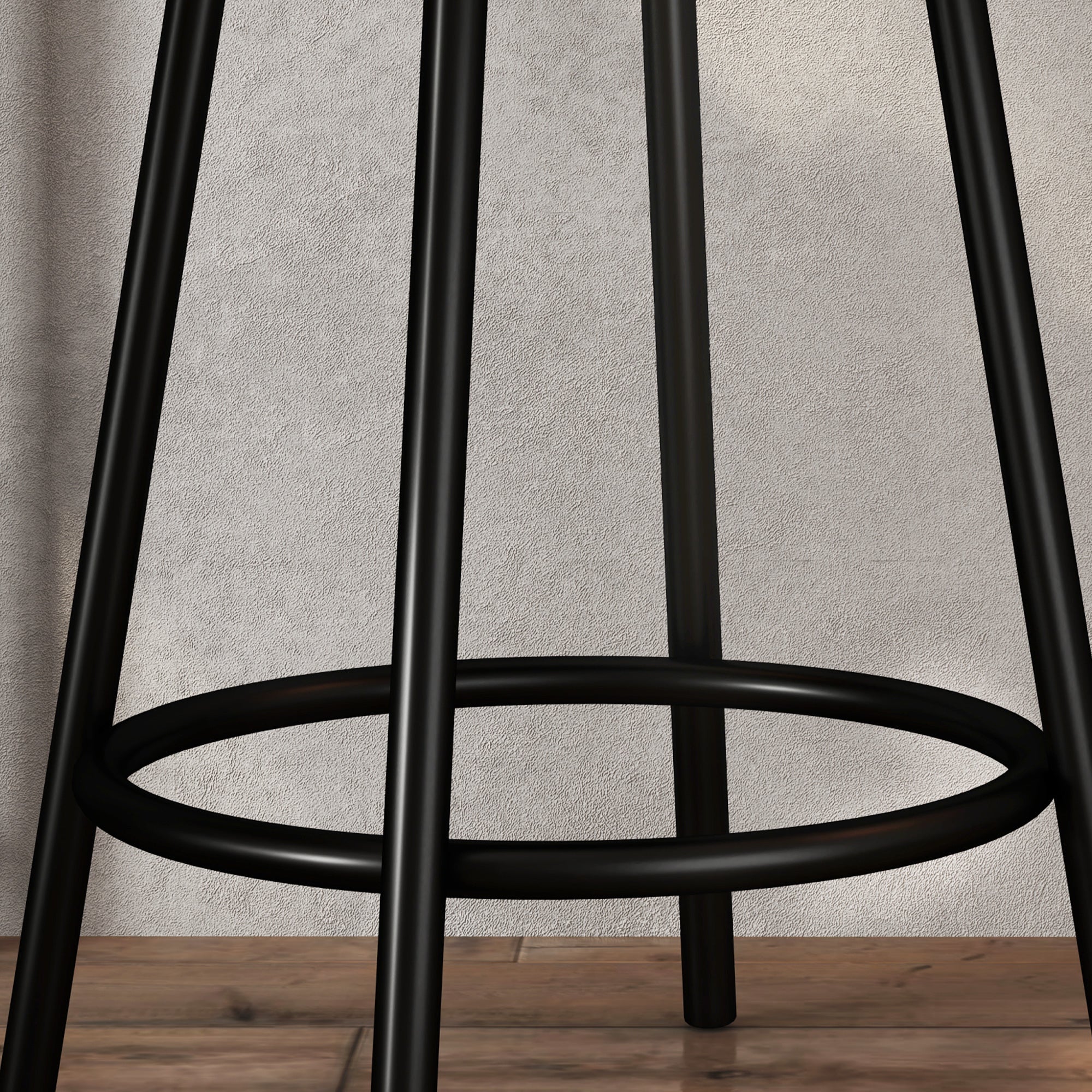 Bar Table with Bar Stool Set, 3-Piece, 3 Shelves, 2 Stools, Modern Style, Steel/Oak