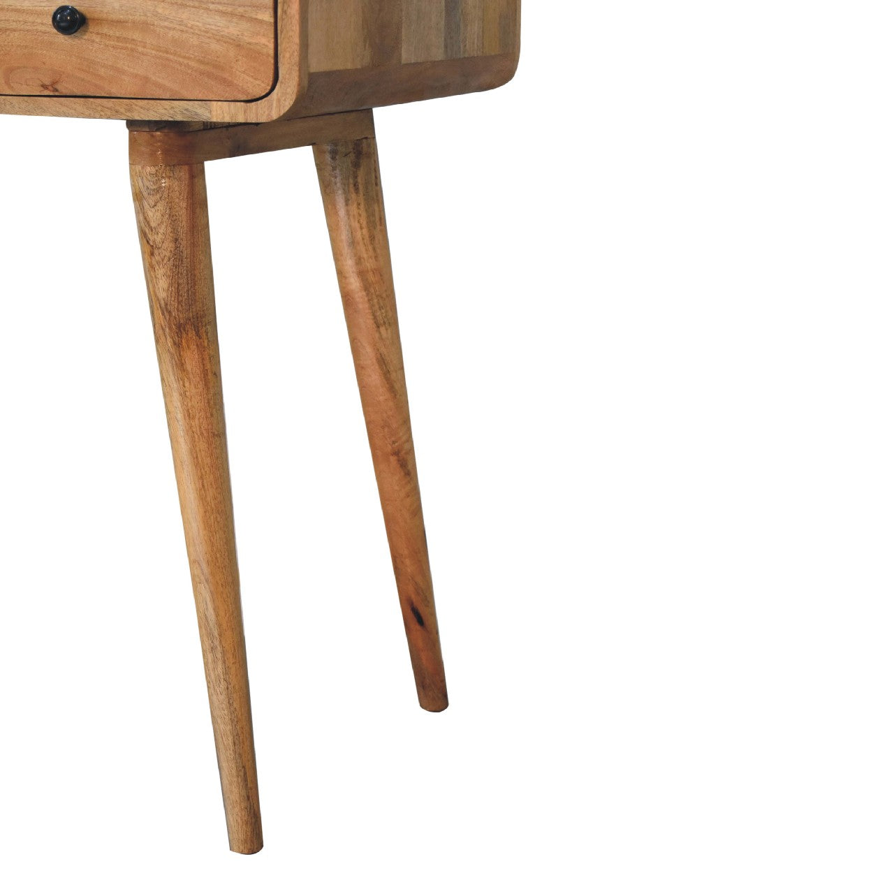 Writing Desk, Curved 1 Drawer Open Slot, Solid Wood Brown