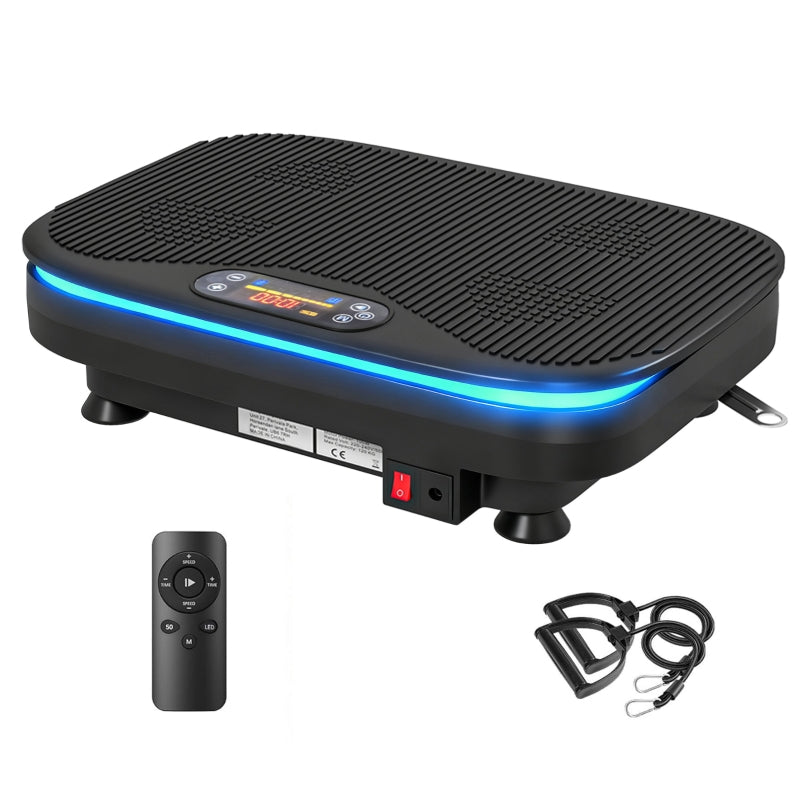 Vibration Plate for Fitness Exercises, Bluetooth, Remote, 99 Speed Levels, Black Plastic/Steel