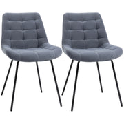 Dining Chairs, Set of 2 Upholstered Velvet, Steel Legs, Grey
