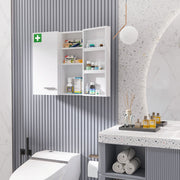 Medicine Cabinet 2-Door 6 Shelves Wall-Mounted Steel White 55x18x60cm