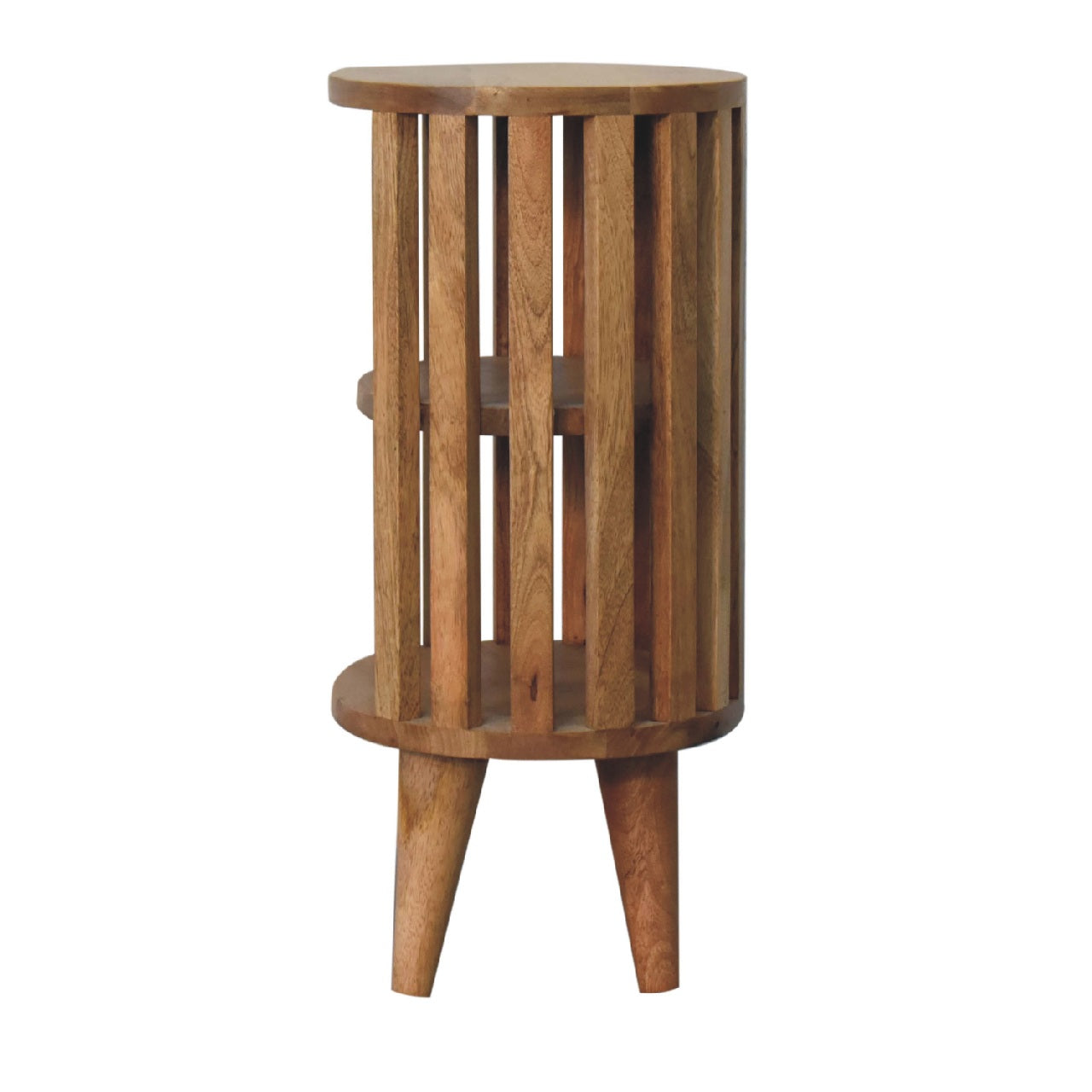 Ariella Double Shelf Bedside, Solid Wood Brown