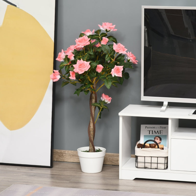Artificial Rose Tree 90 cm Large Realistic Plant in Pot, Plastic